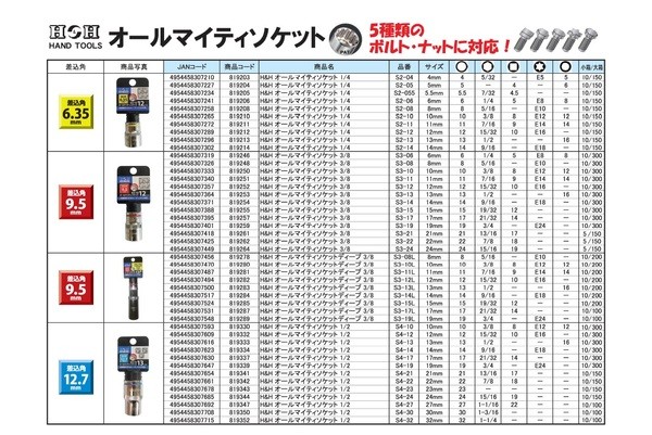 お得セット×90個セット) H＆H オールマイティーソケット/作業工具 (2分