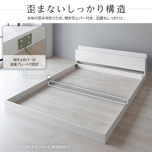 ベッド 低床 ロータイプ すのこ 木製 宮付き 棚付き コンセント付き 