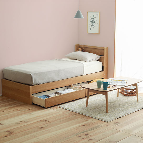 収納付きベッド | ベッド 日本製 収納付き セミシングル ナチュラル