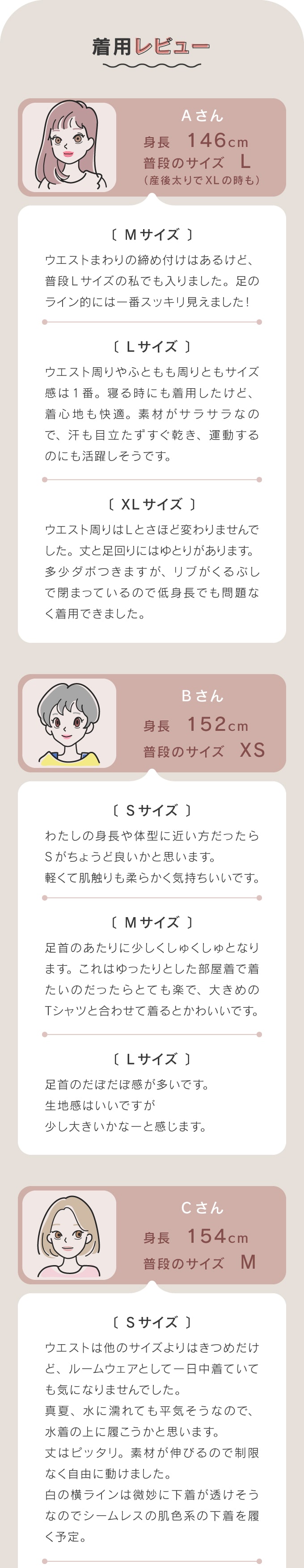お客様のサイズレビュー