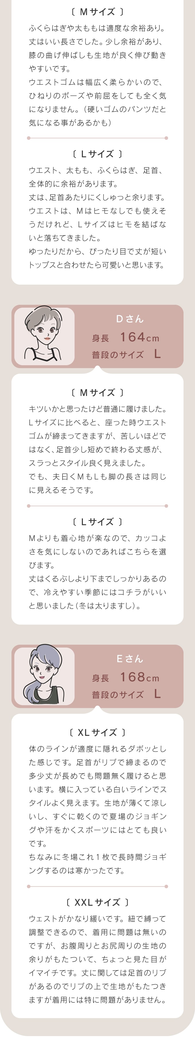 お客様のサイズレビュー