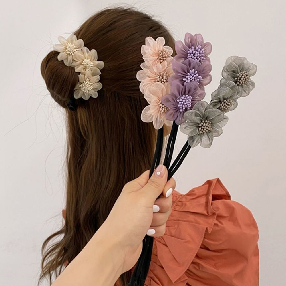 お団子 ヘアアレンジ ヘアアクセサリー ゴム お花 リボン シニヨン 髪
