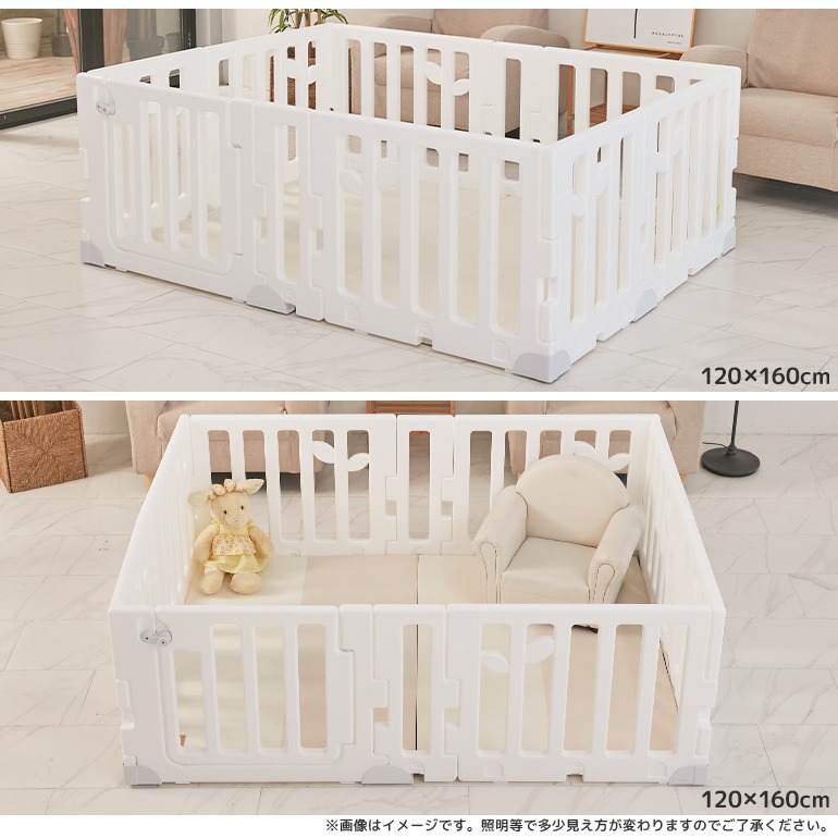 caraz ベビーサークル 扉付き コンパクト マット付 LEAF リーフ マットセット ハイタイプ プレイヤード プレイマット ボールプール ベビーフェンス 折り畳み 