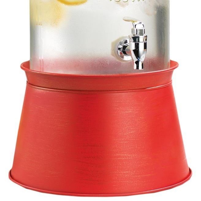 飲料水サーバー ビバレッジディスペンサー ドリンクディスペンサー グラス バケット 約５．６L レッド Glass Beverage Drink  Dispenser Red Ice Bucket Base