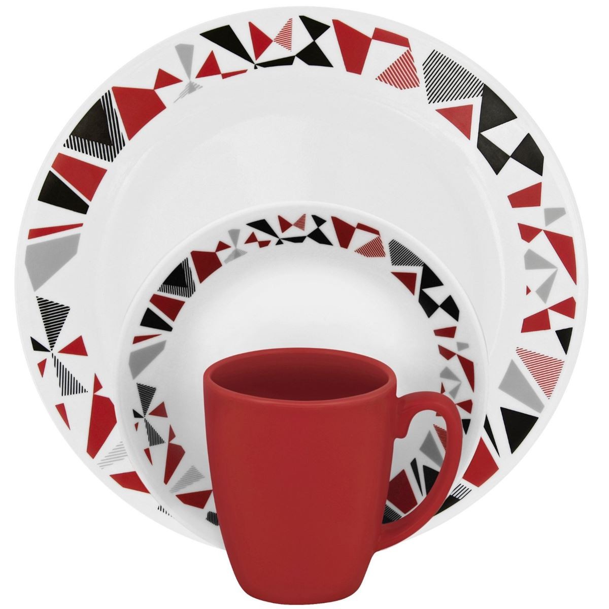 コレール リビングウェアー ディナーウェアー モザイク レッド 食器16点セット Corelle Mosaic 新色 Set 16 Piece Red Dinnerware Livingware