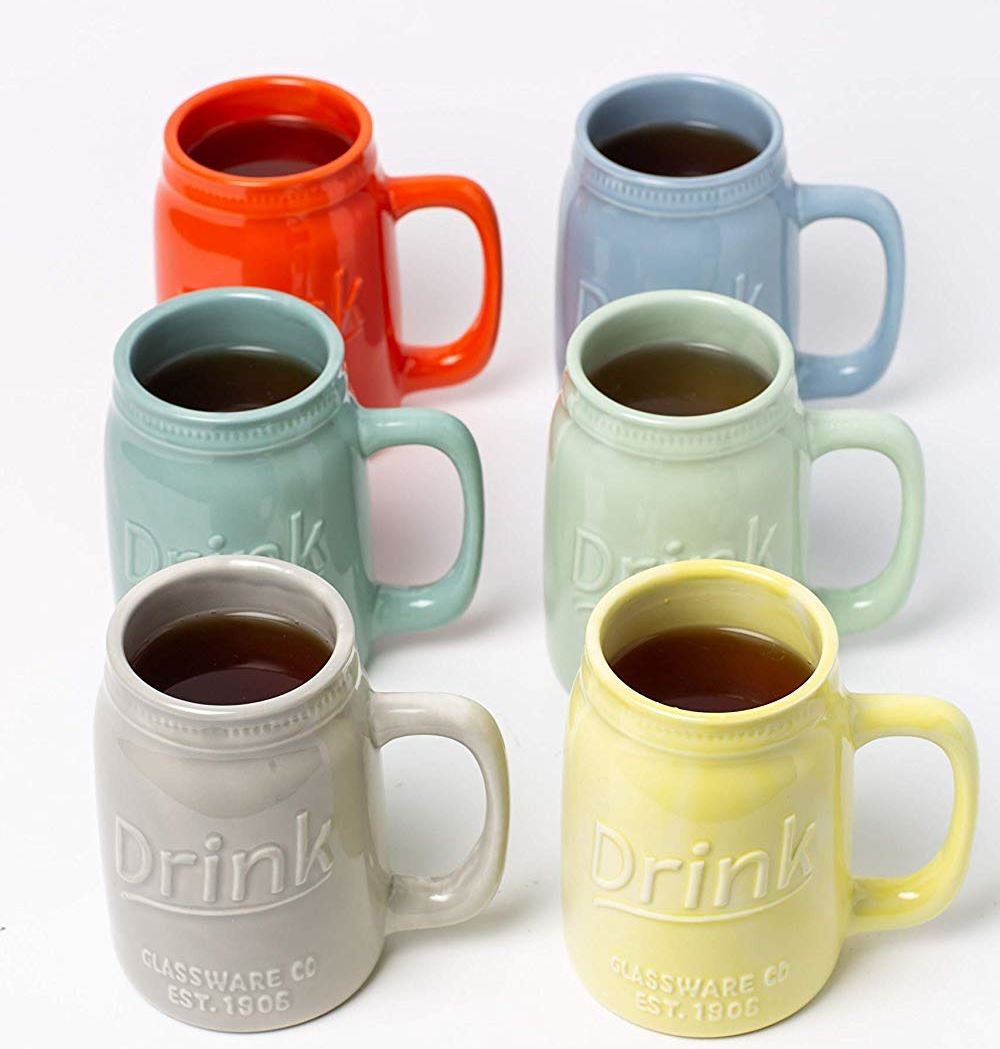 マグカップ ６点セット メイソンジャーマグ コーヒーカップ ティーカップ コップ 約450ml セラミックカップ Novelty Mason Jar Mugs 15oz - 3
