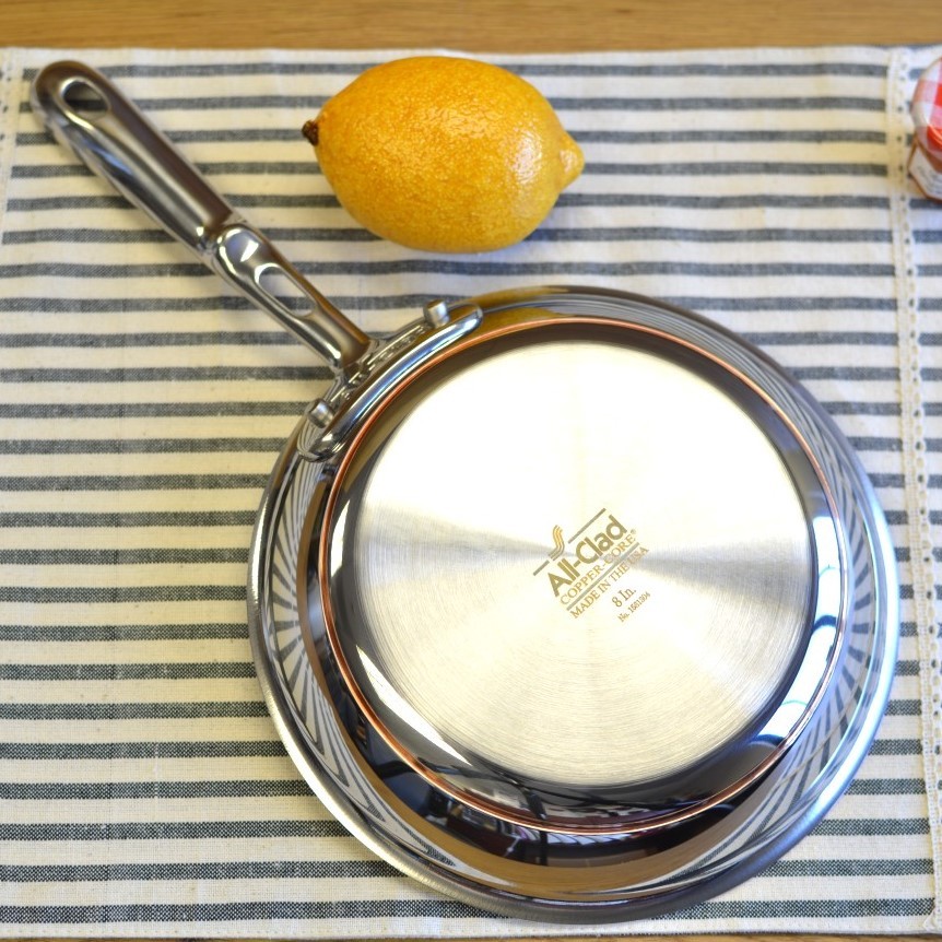 オールクラッド 銅 コッパーコア フライパン 直径20cm　IH対応　All-Clad 6108SS Copper Core 5-Ply Bonded  Dishwasher Safe 8-Inch Fry Pan Cookware, Silver