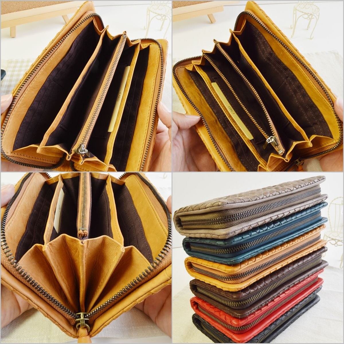 ふなっしー ブラウン ウォレット 財布 長財布 長財布 本革ポニーメッシュ ラウンドファスナ ブラウン ウォレット