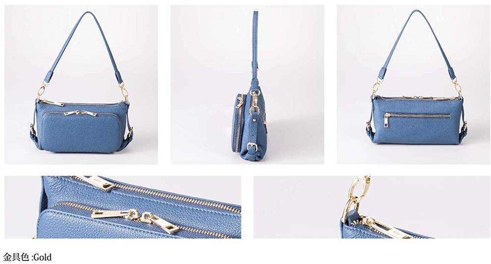 お財布ポシェット ショルダーポーチ 良質牛革 本革 ネイビー No.44460N