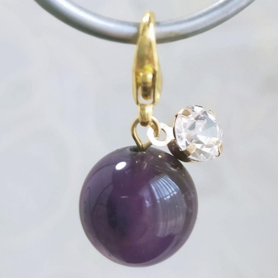 アメジスト 三角チャーム 天然石 パワーストーン ストラップ バッグ