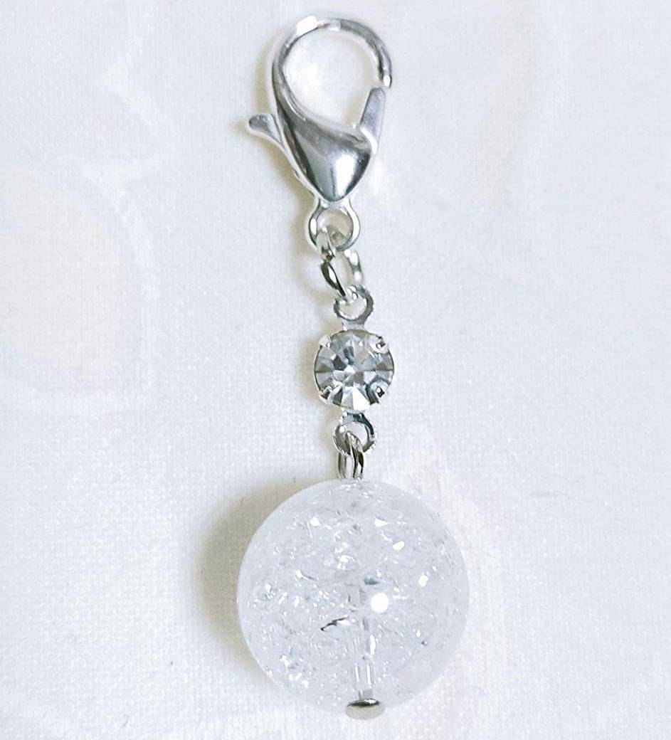 クラック水晶 クラッククリスタル ガラスストーン カニカン付 天然石