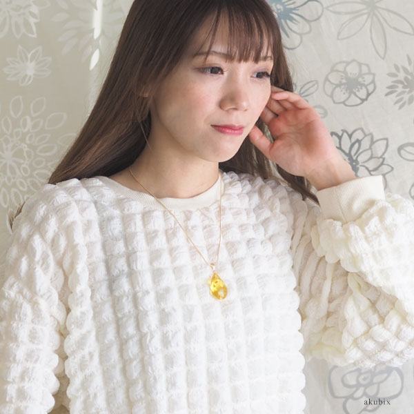 ネックレス 琥珀 イエローゴールドアンバー 送料無料 Sランク 50cm