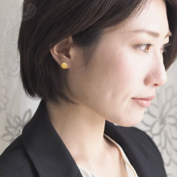 天然琥珀K18Goldアンティークハニーアンバーピアス 送料無料 S