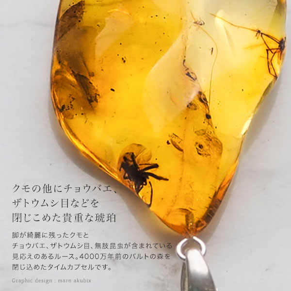 虫入り琥珀ネックレス 送料無料 シルバー Silver925 コレクション