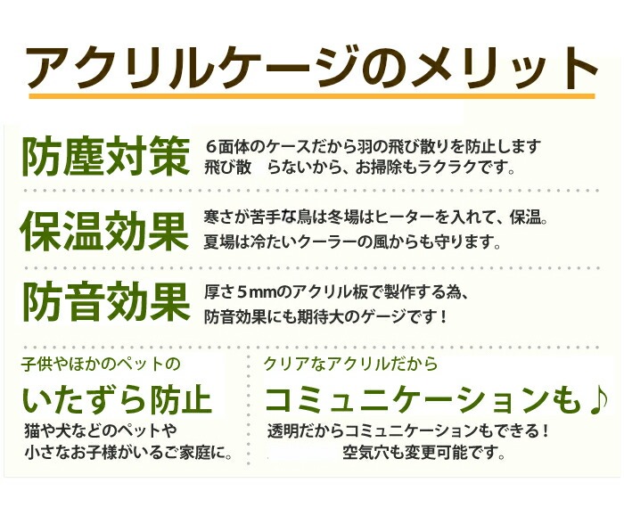 防塵対策、保温効果、防音効果に最適なアクリルケージ