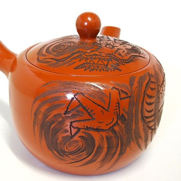 手作り鋳造  純銅  竜亀  急須  風水  茶器  置物91 急須 かわいい 伝統工芸士 使いやすい 贈答用 ステンレス製の固定式