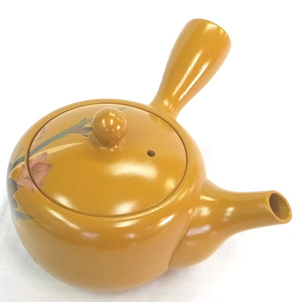 黄色 急須 きゅうす 茶器 食器 陶磁器 ステンレス製の固定式茶こしアミ