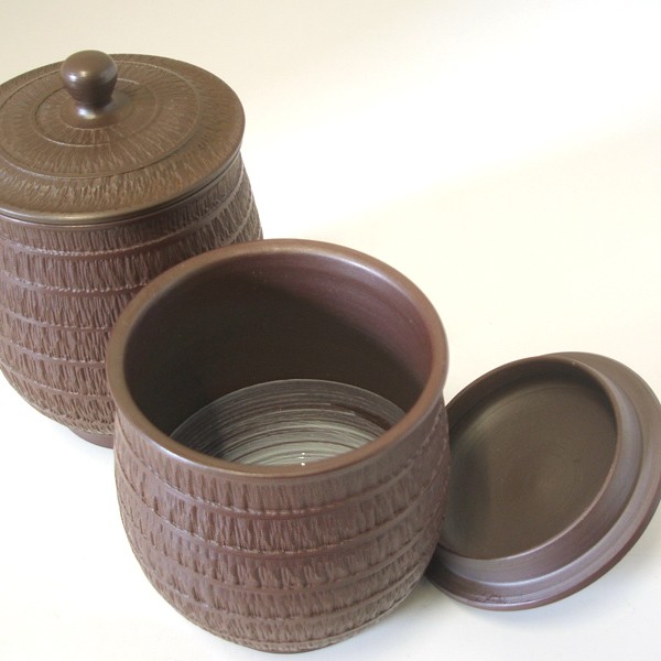 万古焼 湯のみ セット 伝統工芸士 佐野利月作 俵カット彫 夫婦