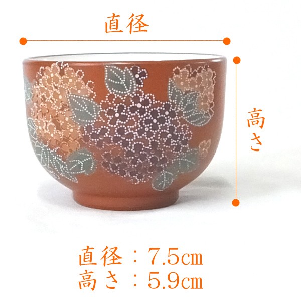 五客湯呑み 茶器 和食器 湯飲み あじさい セール品朱泥紫陽花五客