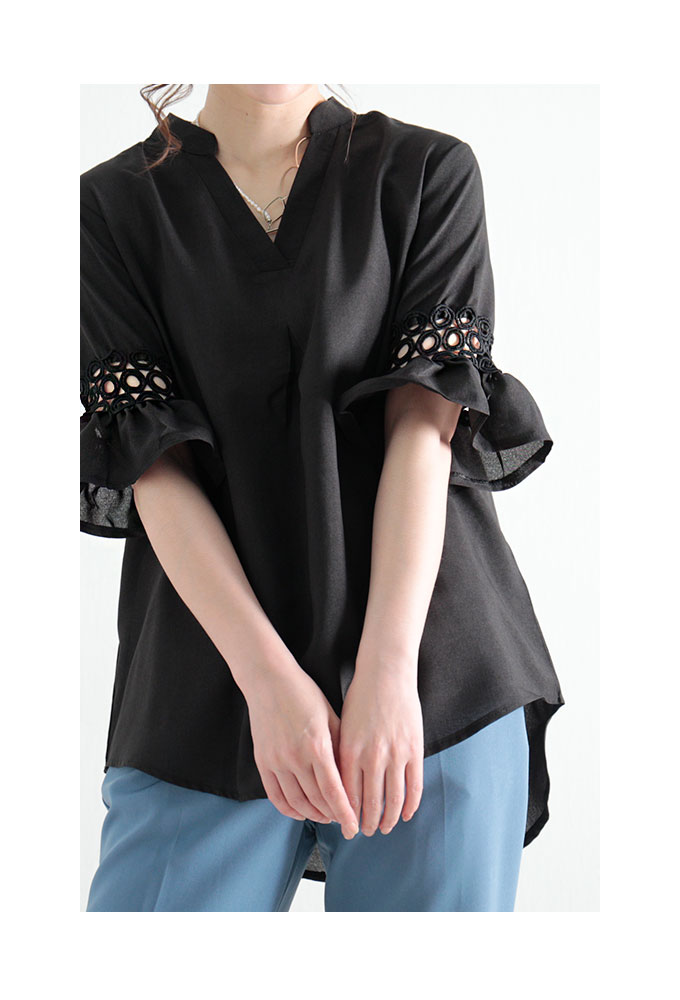 Sawa a la mode レディース トップス チュニック 黒 ブラック 白