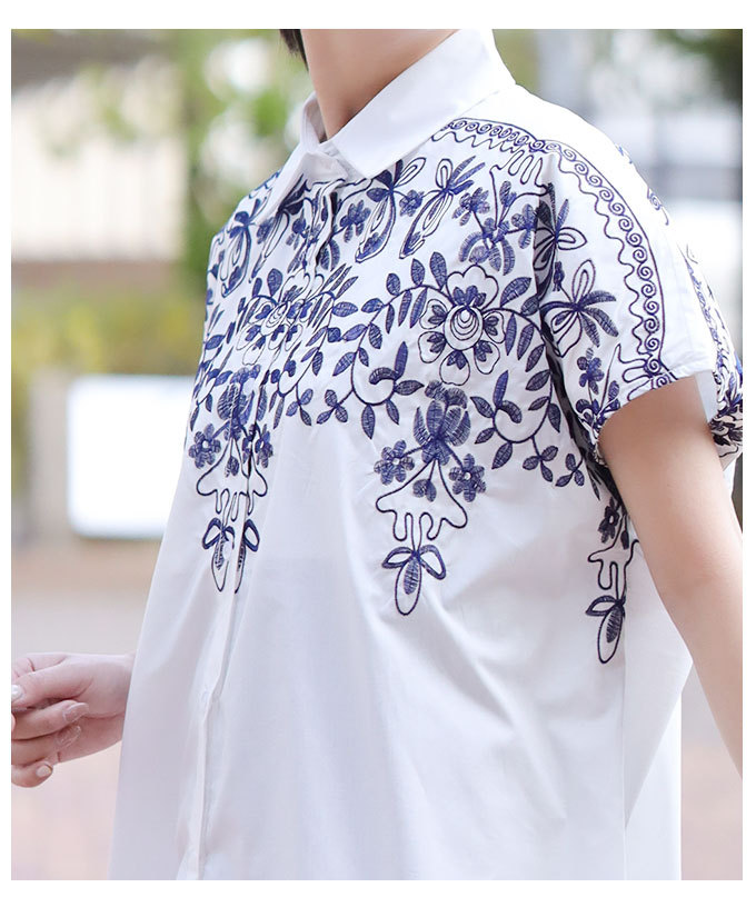レディース トップス ブラウス シャツ 刺繍 ホワイト フレンチスリーブ 夏 大人可愛い 40代 レディースファッション 50代女性 ファッション  ミセスファッション 2017人気No.1の