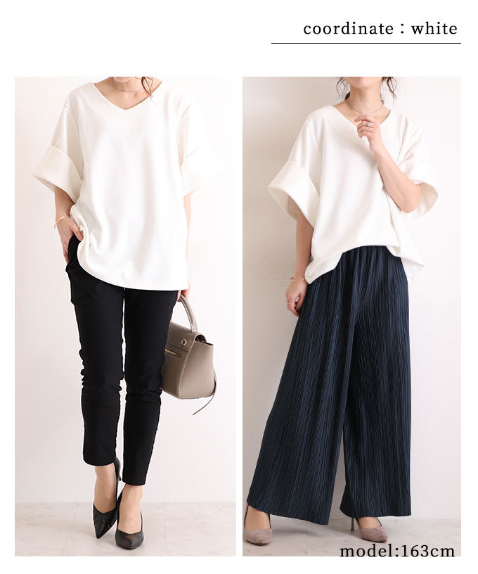 Sawa a la mode レディース トップス カットソー Vネック 無地 5 Sawa a la mode レディース トップス カットソー Vネック 無地 5