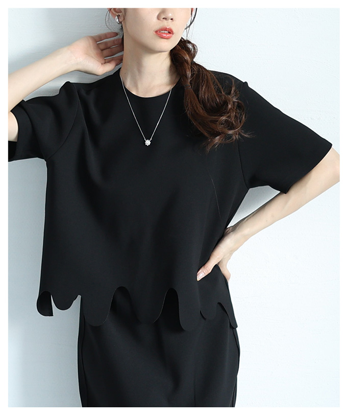 レディース 売れ筋商品|||トップス カットソー Tシャツ 夏 夏服 春 黒 ブラック 白 ホワイト 半袖 スカラップ 無地 大人可愛い きれいめ 30代 40代 50代 女性 サワアラモード Sawa a la mode レディース トップス カットソー Tシャツ 夏