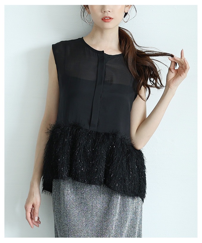 Sawa a la mode レディース トップス ブラウス 異素材 シャギー