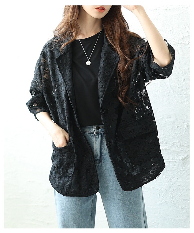黒白花柄刺繍アウター Sawa a la mode レディース アウター ジャケット テーラード 花