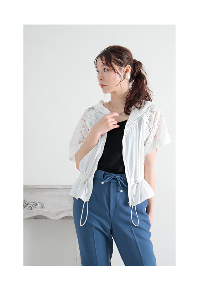 Sawa a la mode レディース アウター ブルゾン 黒 ブラック 白
