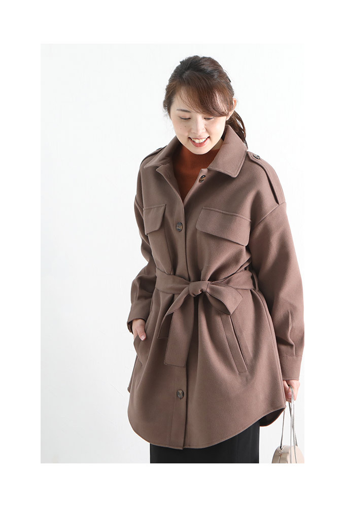 レディース コート アウター シャツジャケット モカ 茶 ブラウン アイボリー オフホワイト 白 カジュアル エレガント 40代 50代 サワアラモード Sawaalamode Alsada 9855 Sawa A La Mode サワアラモード 通販 Yahoo ショッピング