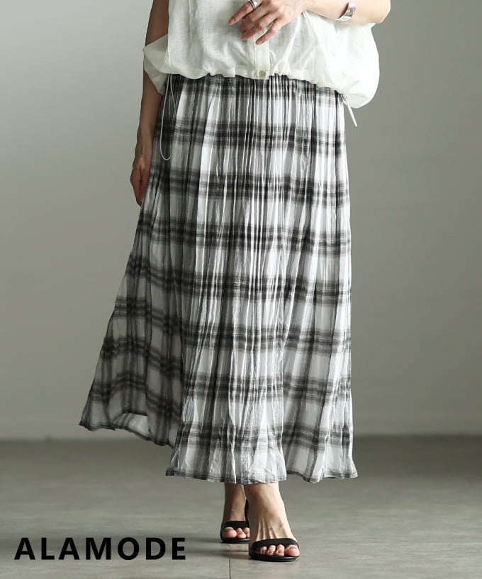 スカート レディース ボトムス ロング丈 ウエストゴム 細見え 楽ちん カジュアル 春 夏 春服 夏服 大人可愛い 大人 可愛い 30代 40代 50代 60代 アラモー 爆買の画像