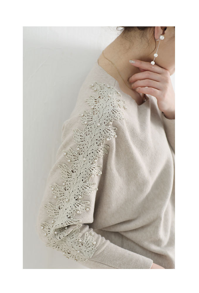 Sawa a la mode（サワアラモード） ニット レース ベージュ ドルマン