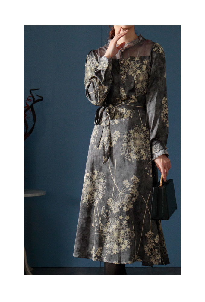 Sawa a la mode レディース ワンピース グレー 紫 パープル Sawa a la mode レディース ワンピース グレー 紫 パープル