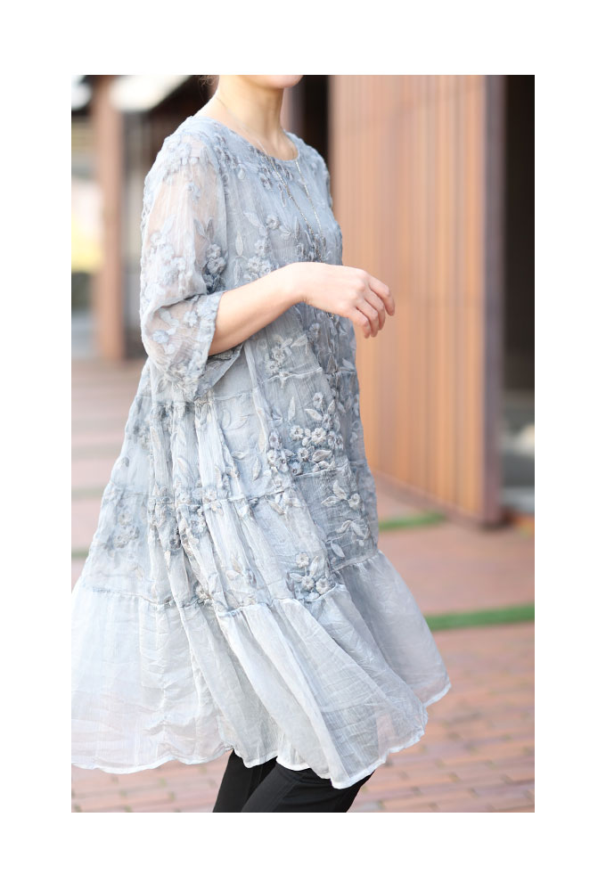 Sawa a la mode レディース トップス チュニック グレー 7分袖