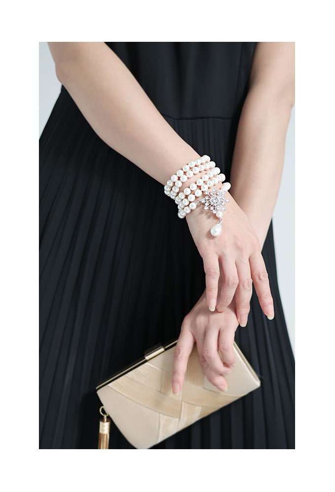 Sawa a la mode レディース 小物 アクセサリー ネックレス 白 ホワイト 4通り 4way ブレスレット ベルト 一連 二連 セレモニー  大人 可愛い 30代 40代 50代 60代 サワアラモード : sawa a la mode サワアラモード - 通販 -