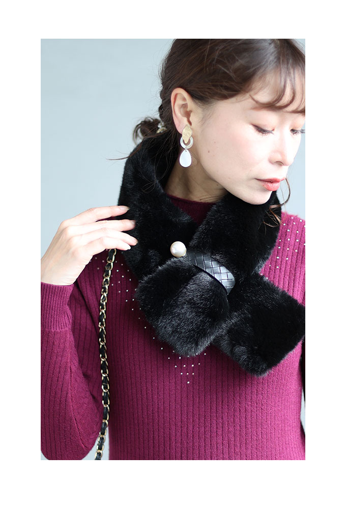 Sawa a la mode レディース 小物 マフラー ティペット 黒