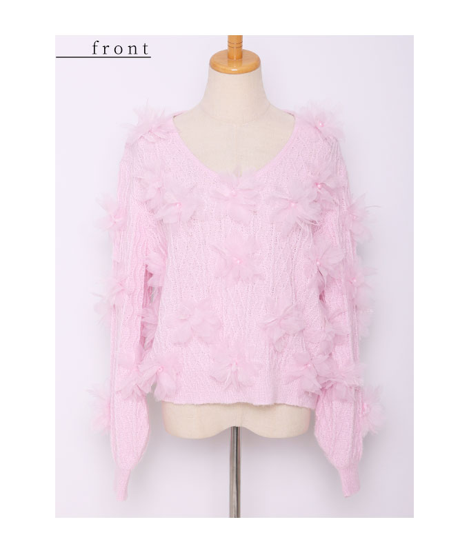 Sawa a la mode レディース トップス ニット セーター ピンク 白