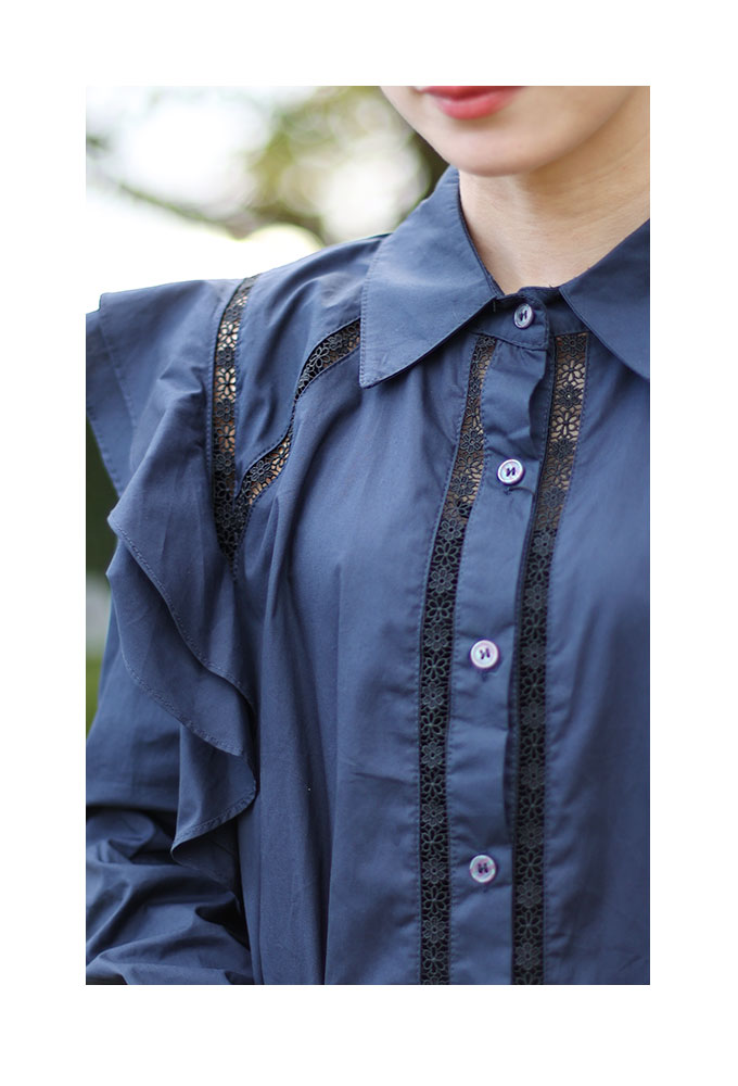 Sawa a la mode レディース トップス ブラウス シャツ 紺 Sawa a la mode レディース トップス ブラウス シャツ 紺