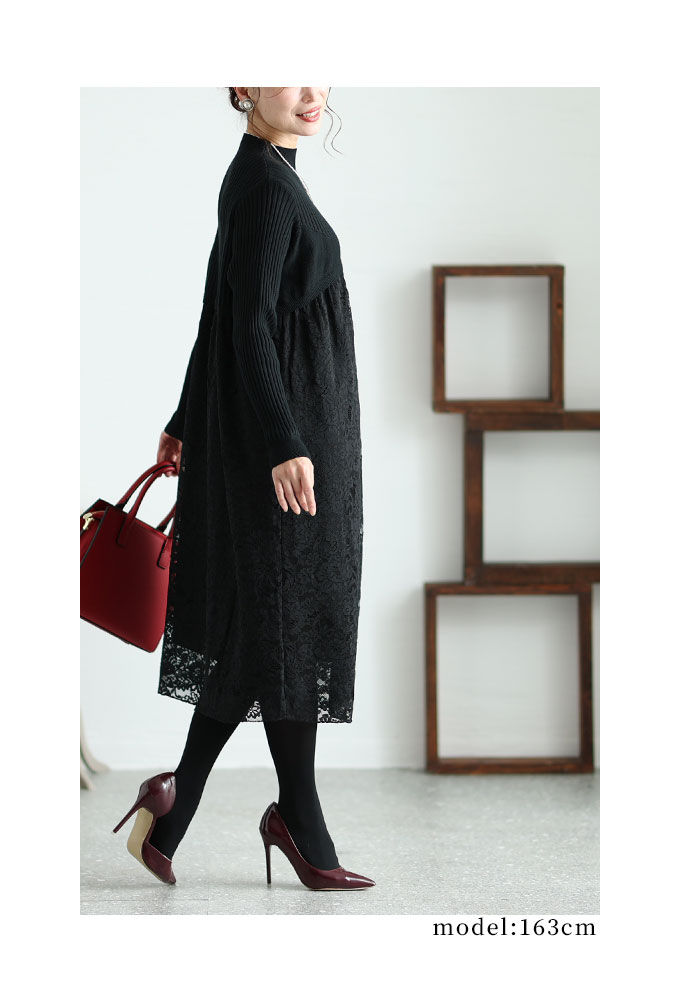 Sawa a la mode レディース ワンピース ニット 黒 ブラック Sawa a la mode レディース ワンピース ニット 黒 ブラック