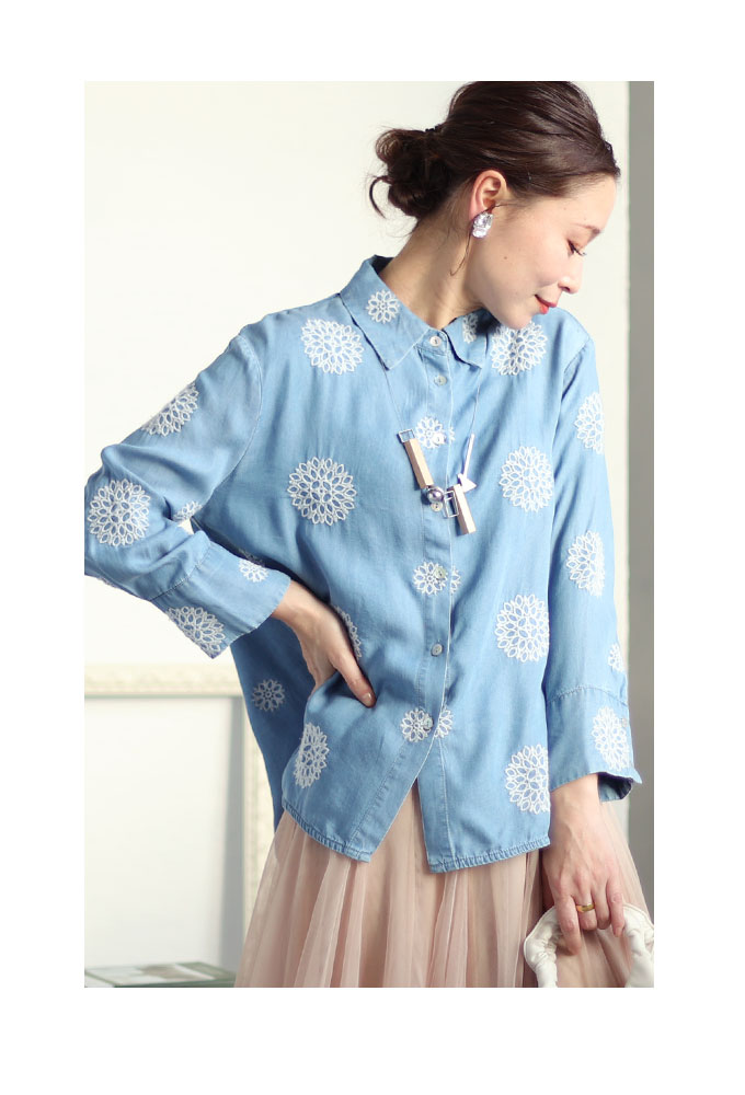 Sawa a la mode レディース トップス ブラウス シャツ 青 ブルー