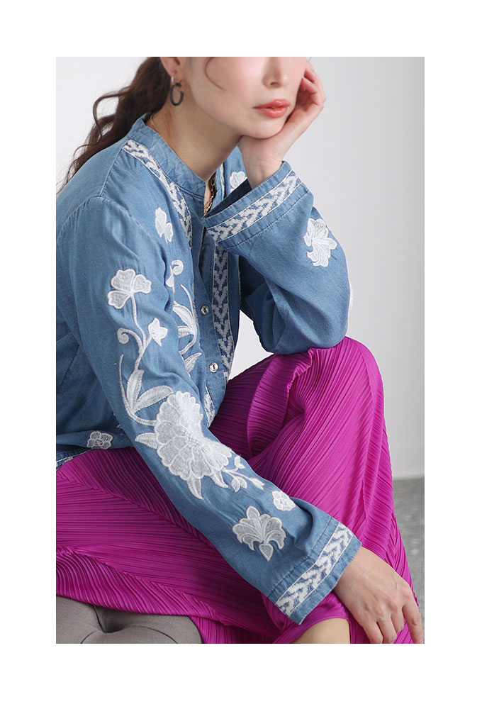 Sawa a la mode レディース トップス ブラウス シャツ 青 ブルー Sawa a la mode レディース トップス ブラウス シャツ 青 ブルー