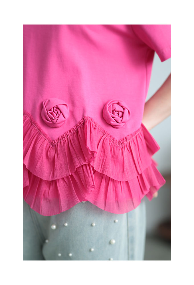 レディース 売れ筋商品|||トップス カットソー Tシャツ ホワイト ピンク 白 薔薇 バラ ばら 花モチーフ 半袖 夏 大人可愛い 大人 可愛い 30代 40代 50代 60代 サワアラモード Sawa a la mode レディース トップス カットソー Tシャツ