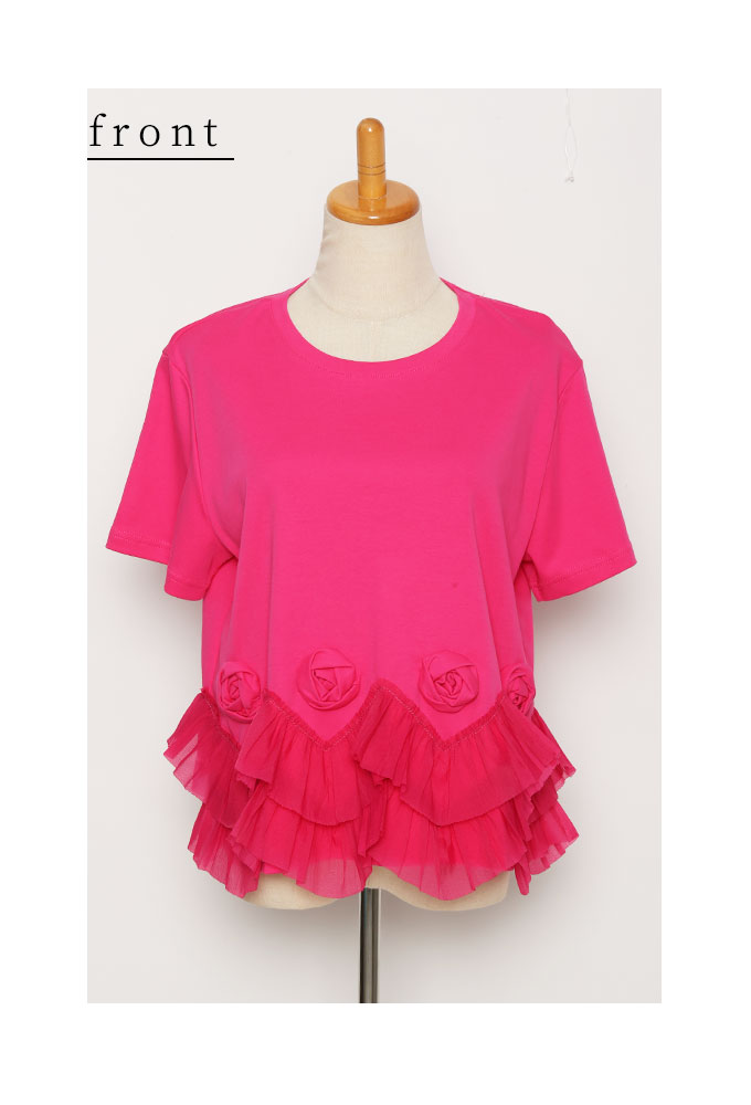 レディース 売れ筋商品|||トップス カットソー Tシャツ ホワイト ピンク 白 薔薇 バラ ばら 花モチーフ 半袖 夏 大人可愛い 大人 可愛い 30代 40代 50代 60代 サワアラモード Sawa a la mode レディース トップス カットソー Tシャツ