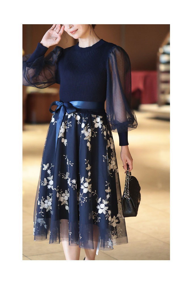 Sawa a la mode レディース ワンピース ドレス 紺 ネイビー 長袖 Sawa a la mode レディース ワンピース ドレス 紺 ネイビー 長袖
