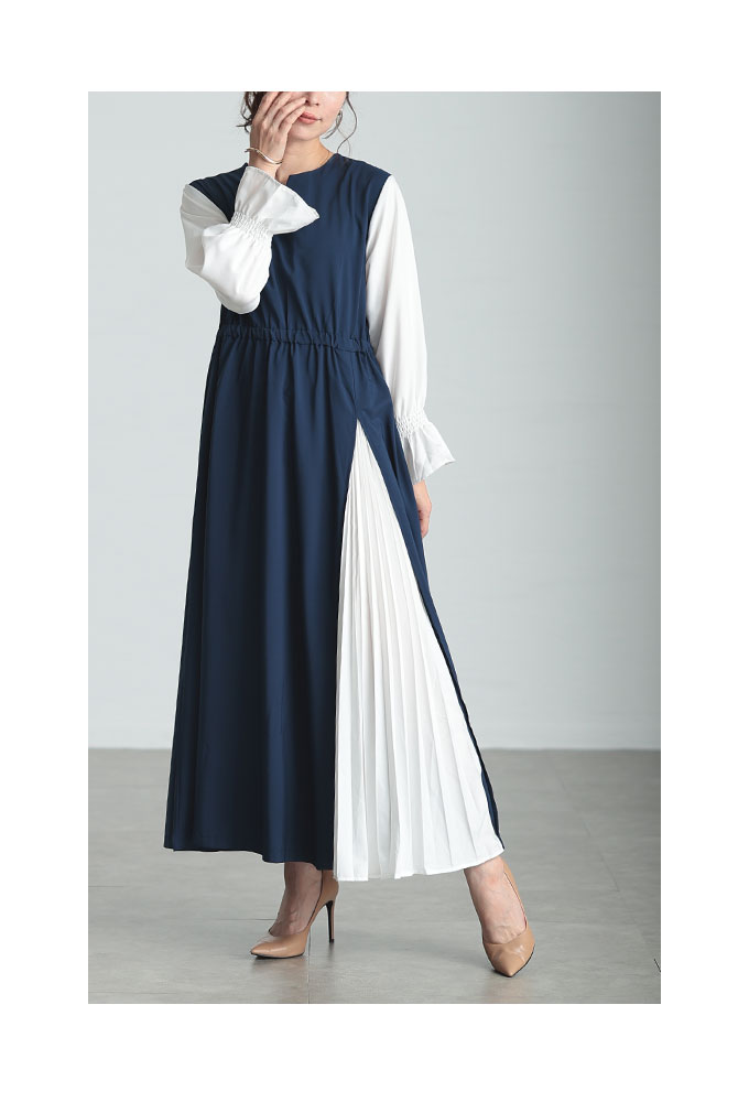 Sawa a la mode レディース ワンピース ワンピ 紺 ネイビー 長袖
