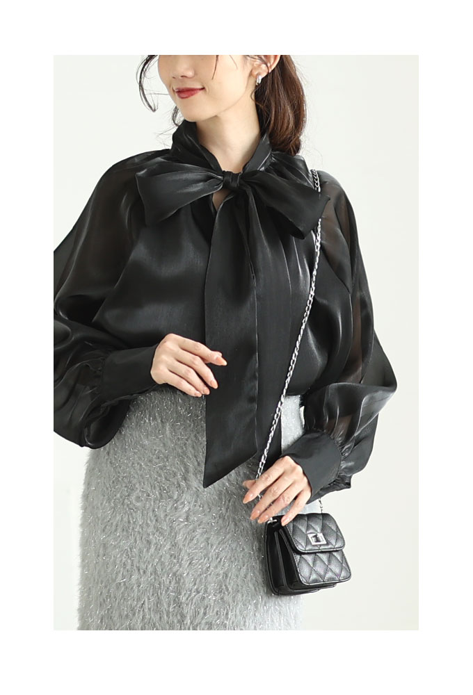 other - ボウエー bow.a パフブラウス カットソー パフスリーブ 長袖 M 黒 HUG.U トップス レディース カットソー ブラウス パフスリーブ