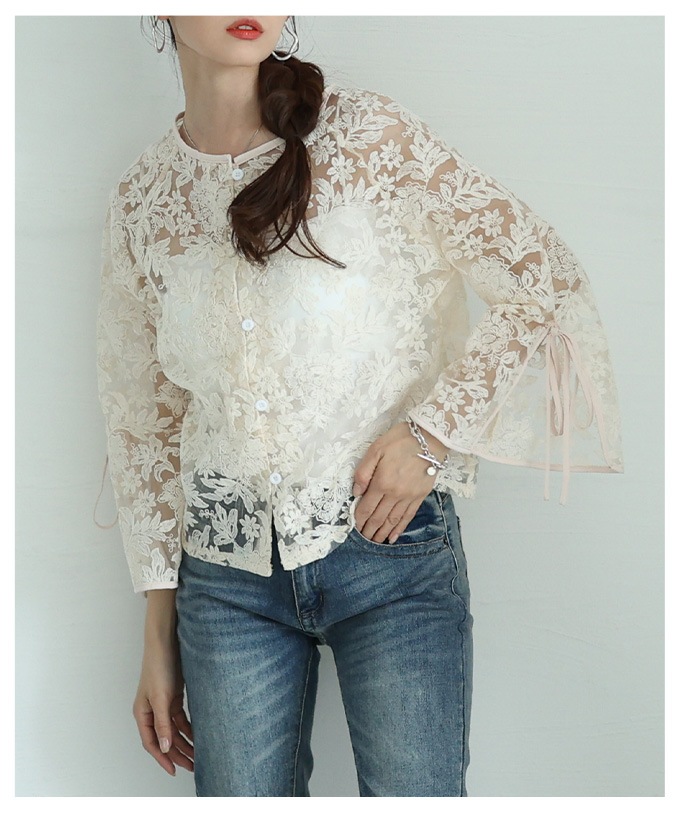 【美品】EPOCA 花柄レースブラウス Lサイズ ブラック フレア 美品】EPOCA 花柄レースブラウス Lサイズ ブラック フレア