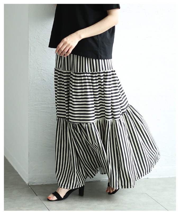Sawa a la mode スカート レディース ティアード フレア ロング