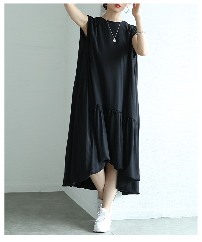 ワンピース レディース バブルヘム バルーン フィッシュテール フレア ノースリーブ 黒 白 夏服 大人可愛い 大人 可愛い 30代 40代 50代 60代 サ イベントセールの画像